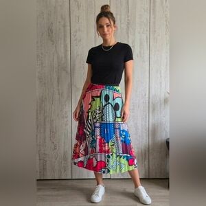 Sesame Street Graphic Print Women's Pleated Midi Skirt - sz Xl / XXL